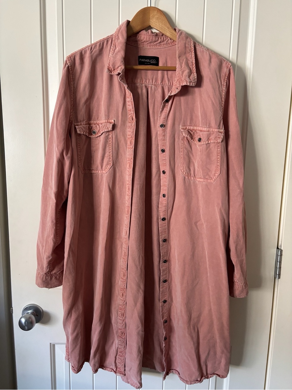 Parasuco Jeans Dusty Rose Tencel Button Front Tunic Shirt XL